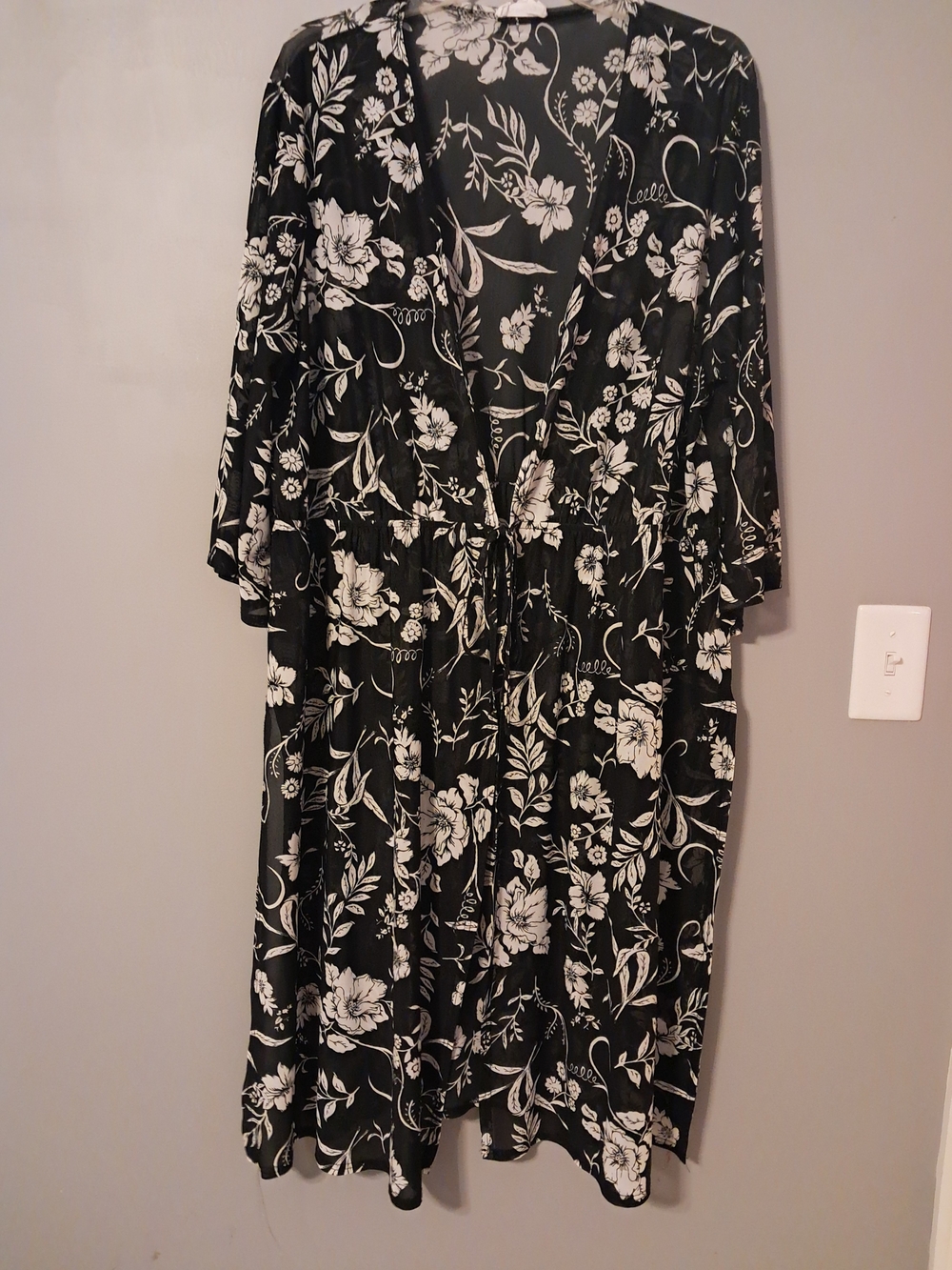 Siren Lily Black and White Floral Swim Coverup